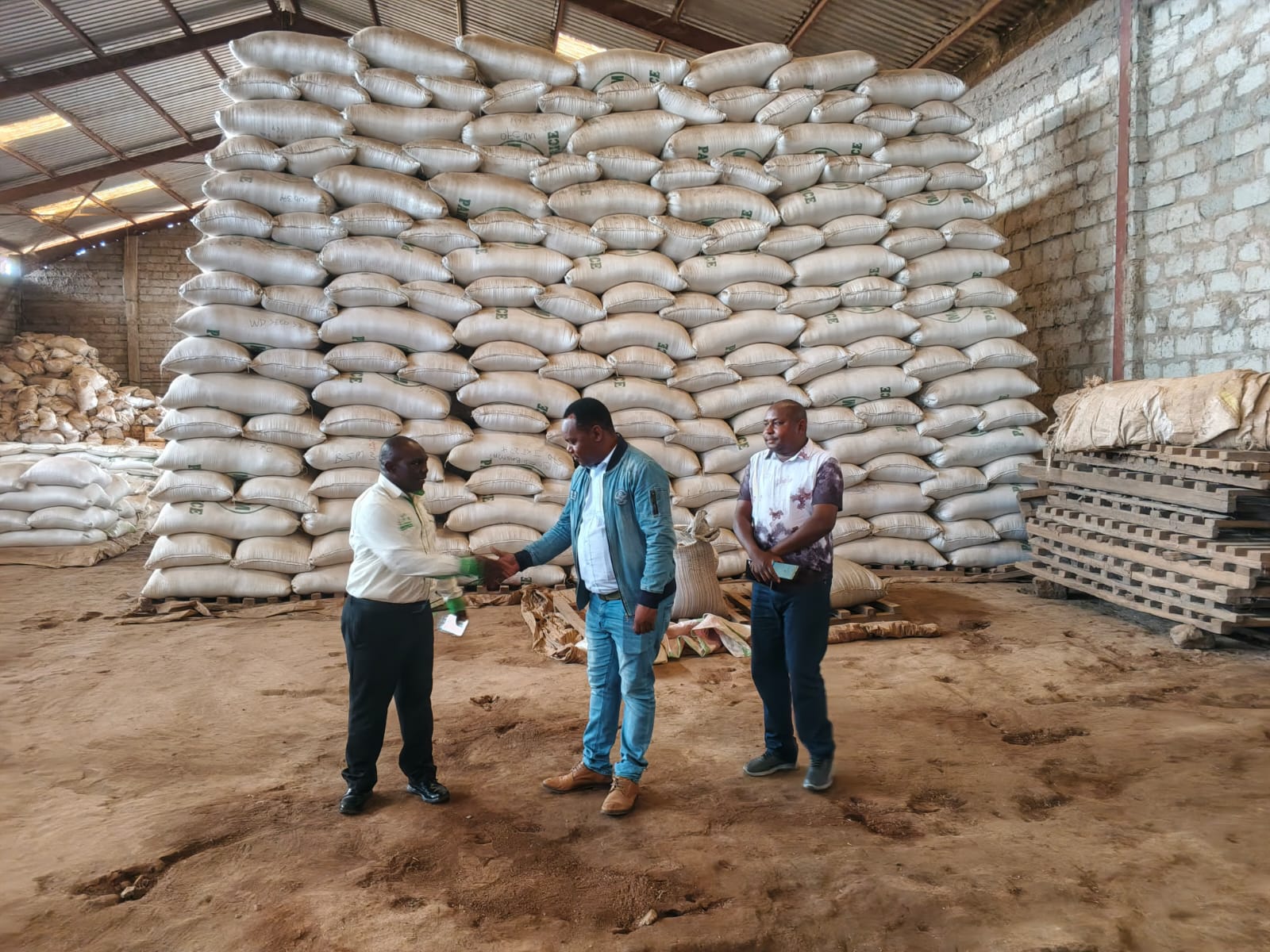 Rice storage area during a CarboDeep visit in Mwea